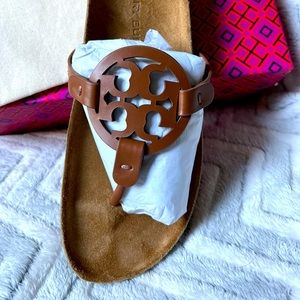 NIB - Tory Burch Miller Cloud Sandals in Natural Brown Size 8.5